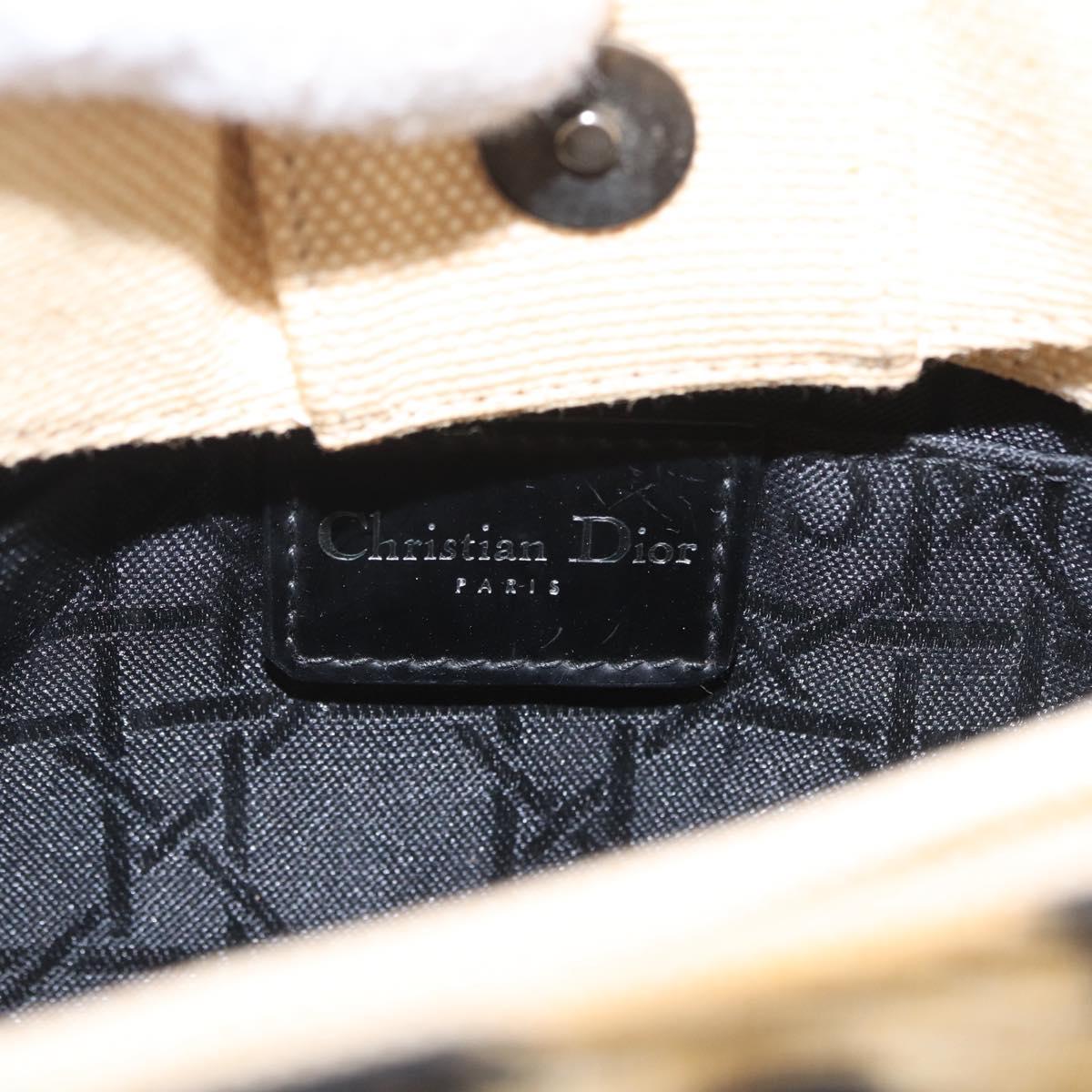 Christian Dior Hand Bag Canvas Beige Silver Auth 205405V
