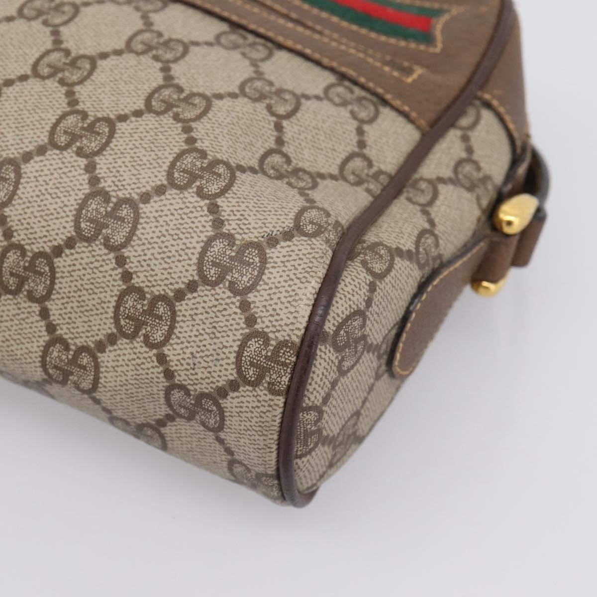 GUCCI GG Supreme Web Sherry Line Bag PVC Beige Gold 001 115 6655 Auth 205406A