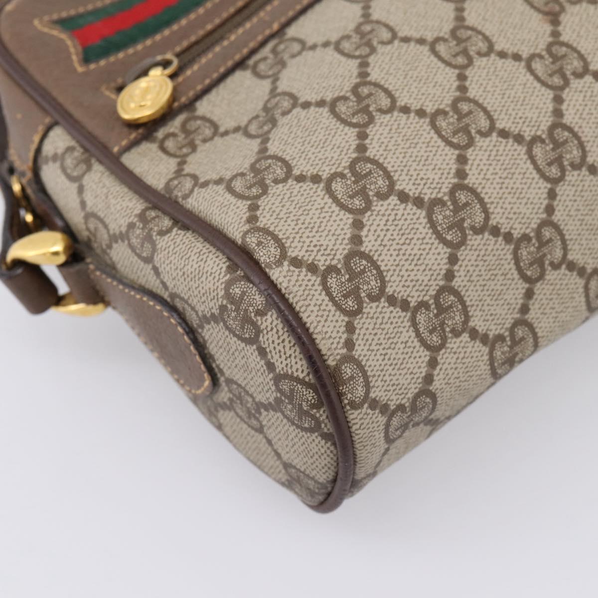 GUCCI GG Supreme Web Sherry Line Bag PVC Beige Gold 001 115 6655 Auth 205406A