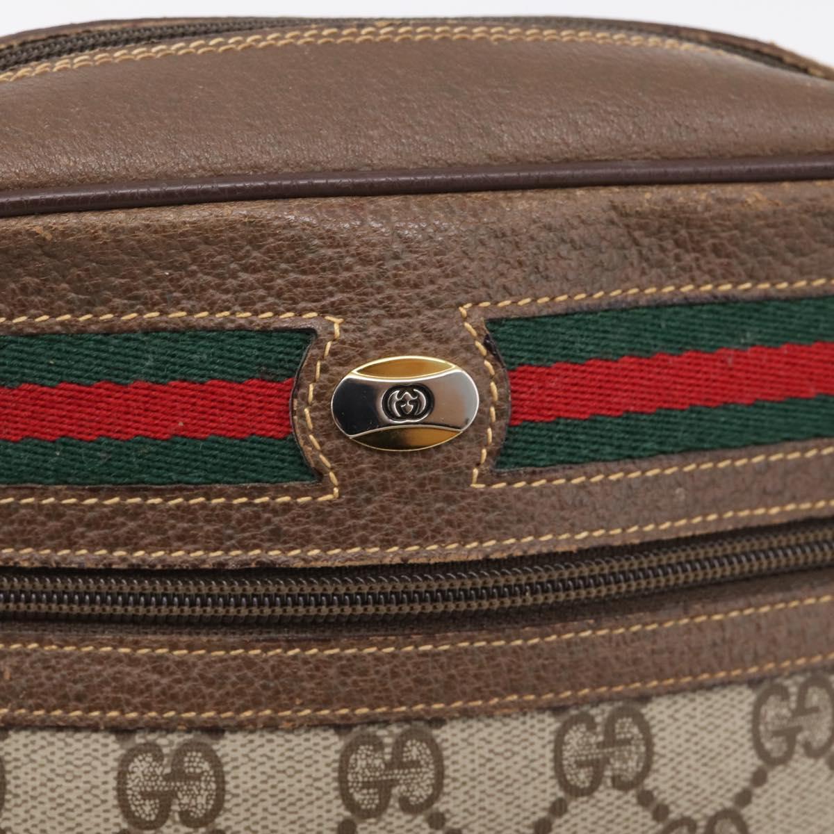 GUCCI GG Supreme Web Sherry Line Bag PVC Beige Gold 001 115 6655 Auth 205406A