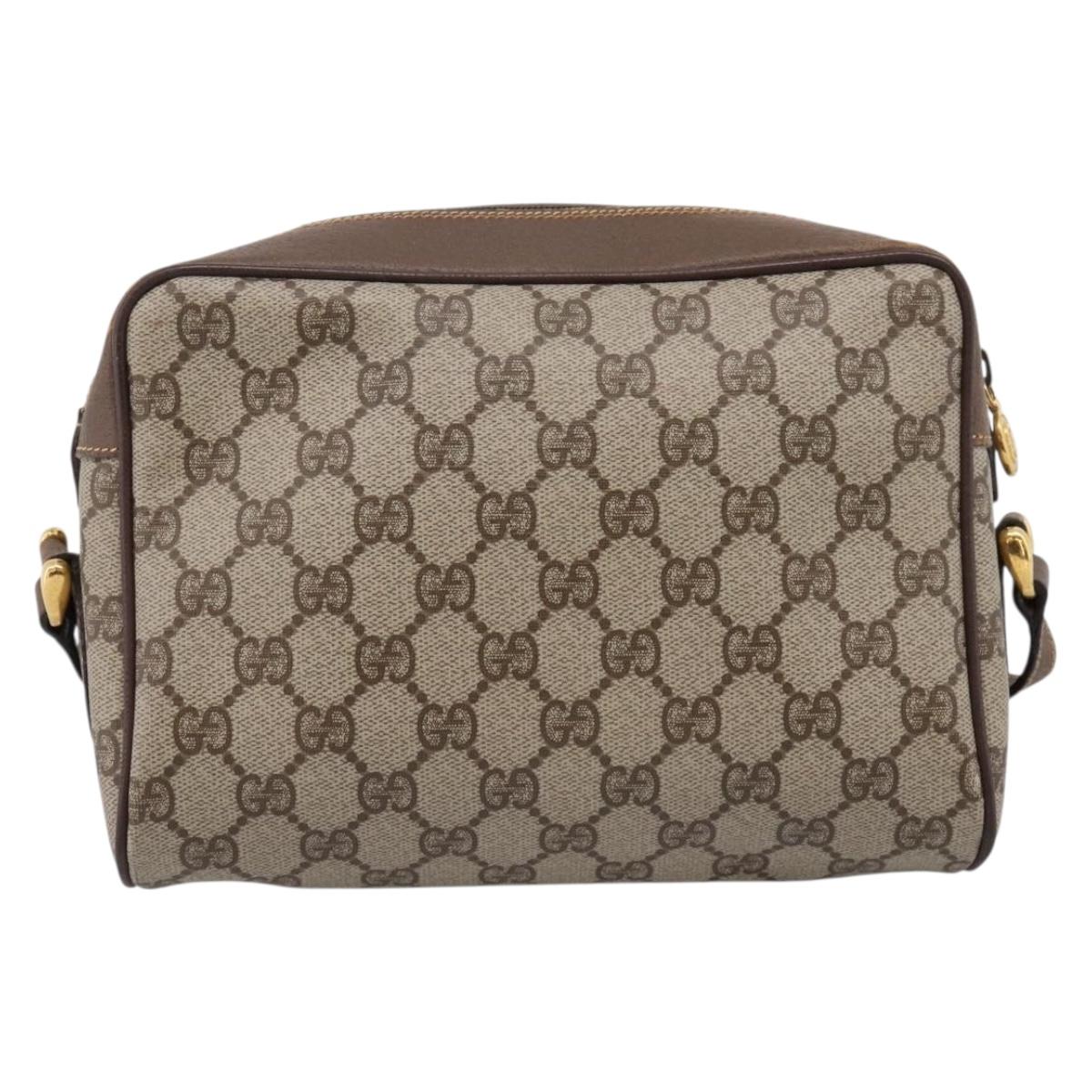 GUCCI GG Supreme Web Sherry Line Bag PVC Beige Gold 001 115 6655 Auth 205406A