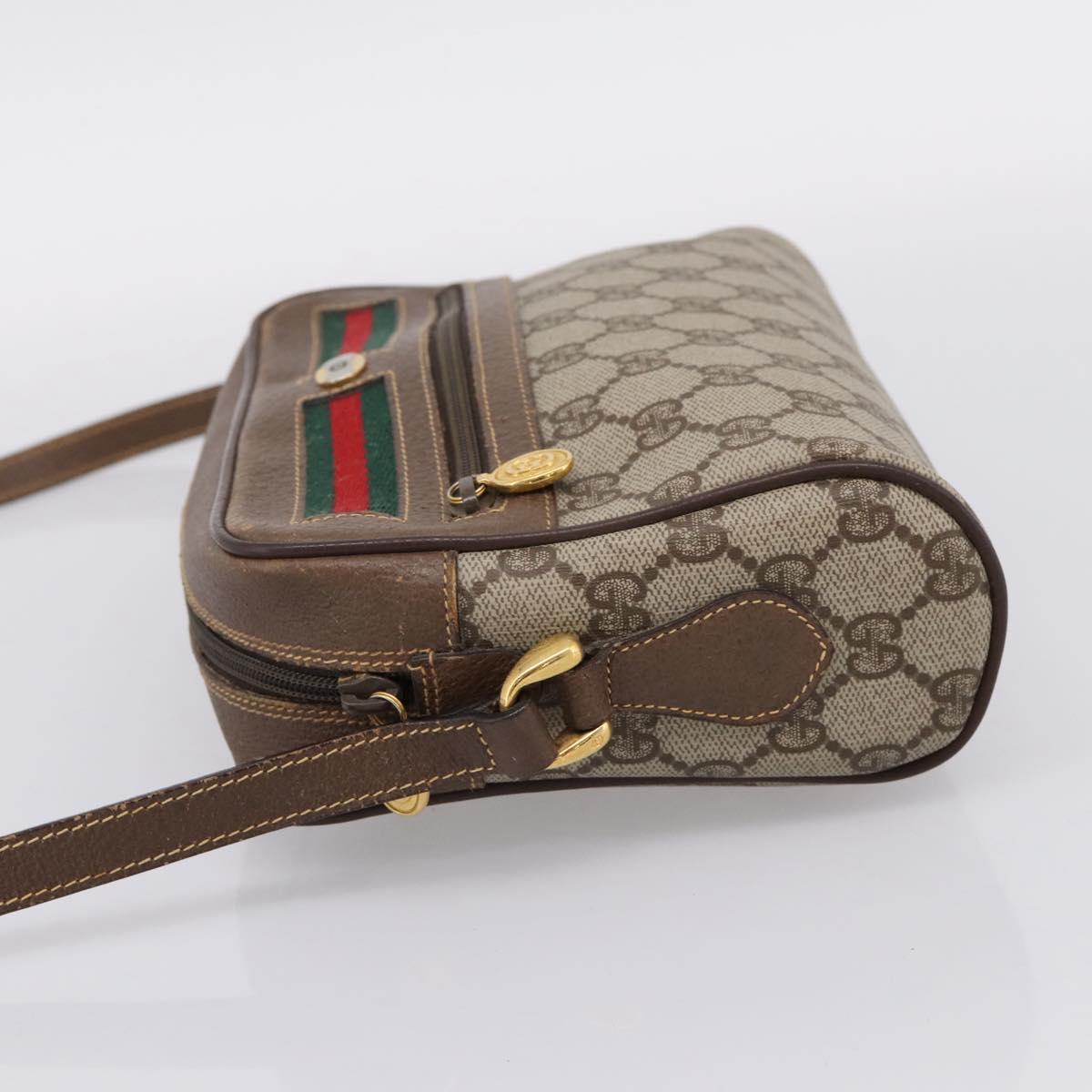 GUCCI GG Supreme Web Sherry Line Bag PVC Beige Gold 001 115 6655 Auth 205406A