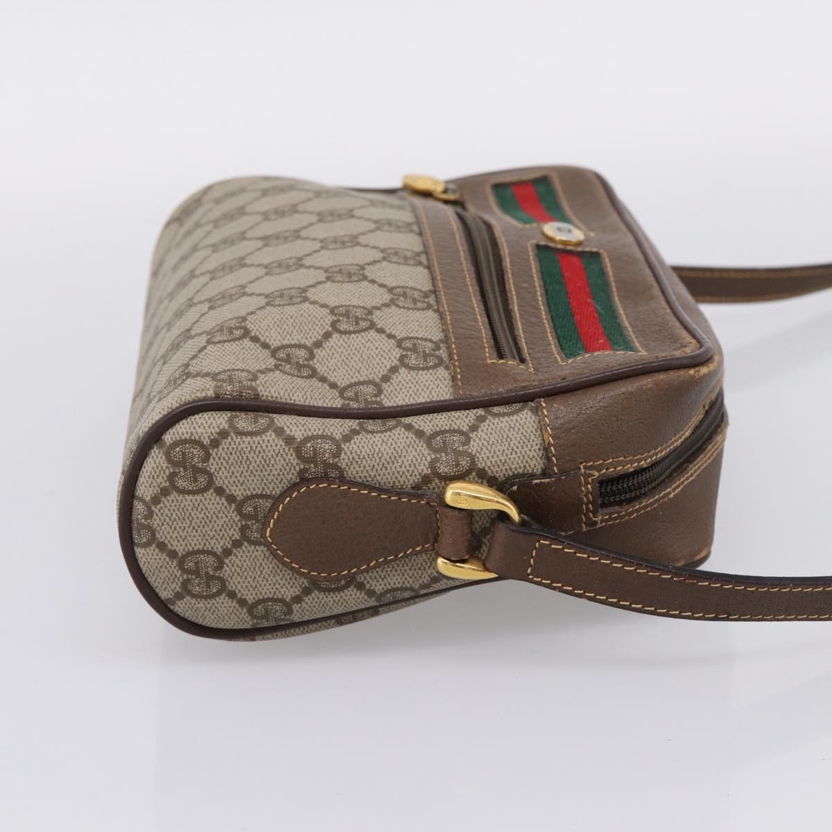 GUCCI GG Supreme Web Sherry Line Bag PVC Beige Gold 001 115 6655 Auth 205406A
