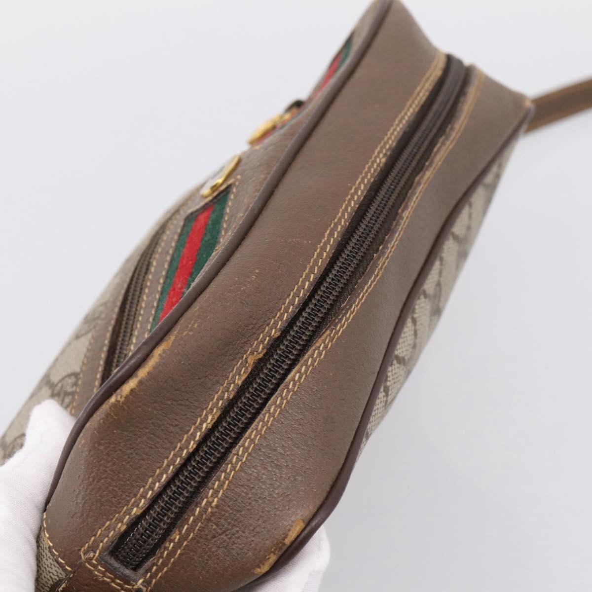 GUCCI GG Supreme Web Sherry Line Bag PVC Beige Gold 001 115 6655 Auth 205406A