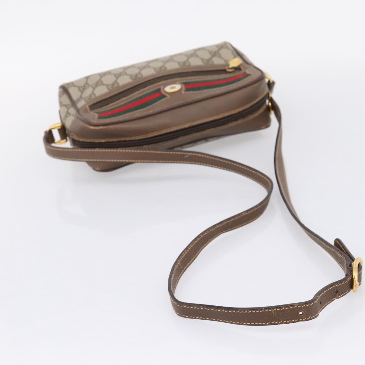 GUCCI GG Supreme Web Sherry Line Bag PVC Beige Gold 001 115 6655 Auth 205406A