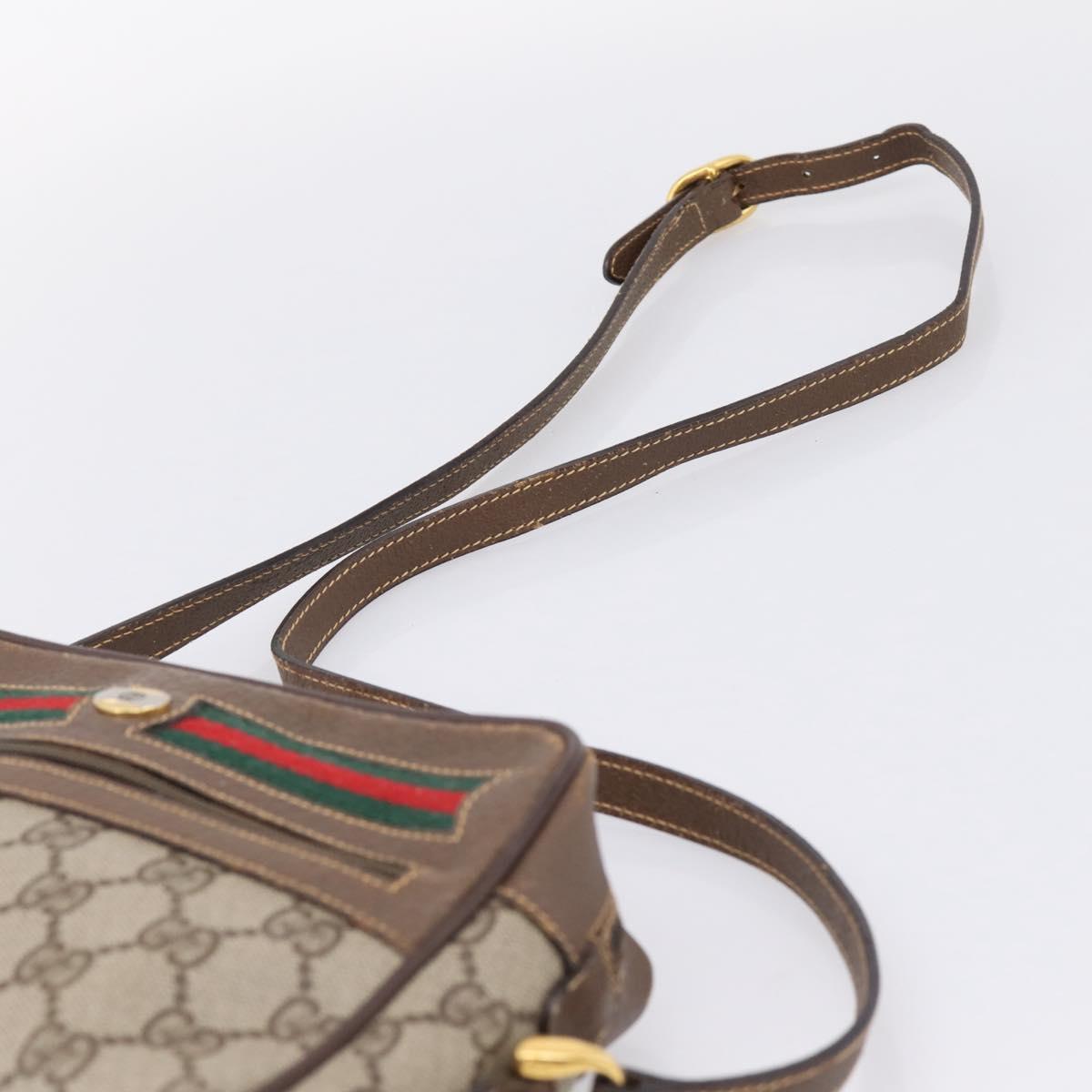 GUCCI GG Supreme Web Sherry Line Bag PVC Beige Gold 001 115 6655 Auth 205406A