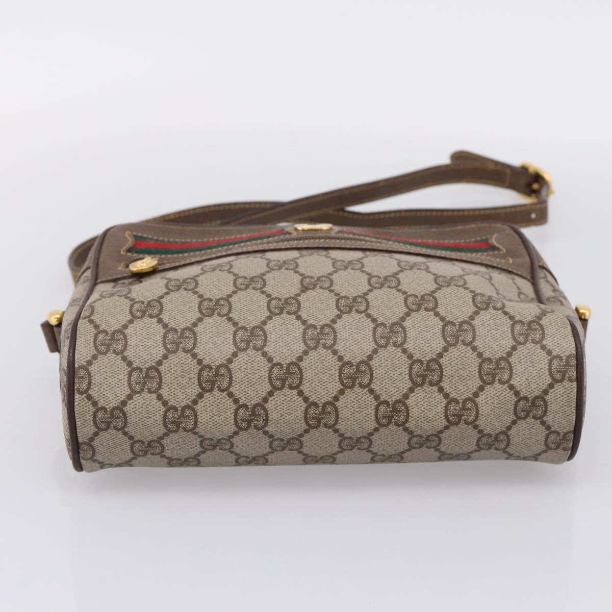 GUCCI GG Supreme Web Sherry Line Bag PVC Beige Gold 001 115 6655 Auth 205406A