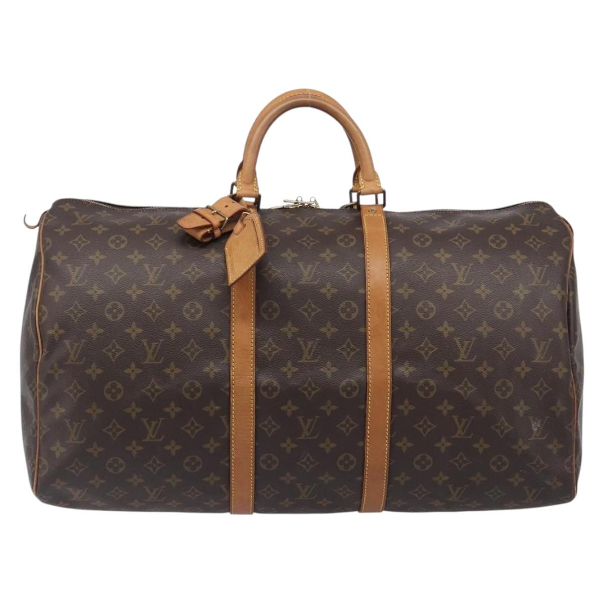LOUIS VUITTON Monogram Keepall 55 Boston Bag M41424 LV Auth 205411V