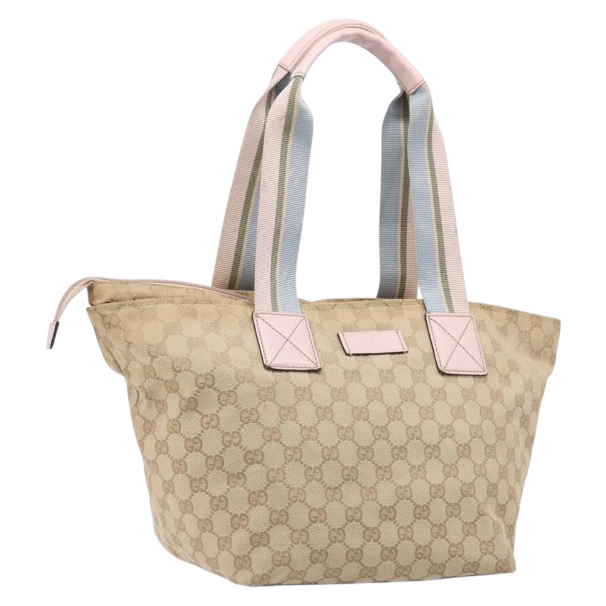 GUCCI GG Canvas Sherry Line Hand Bag Beige Gold 131230 Auth 205412