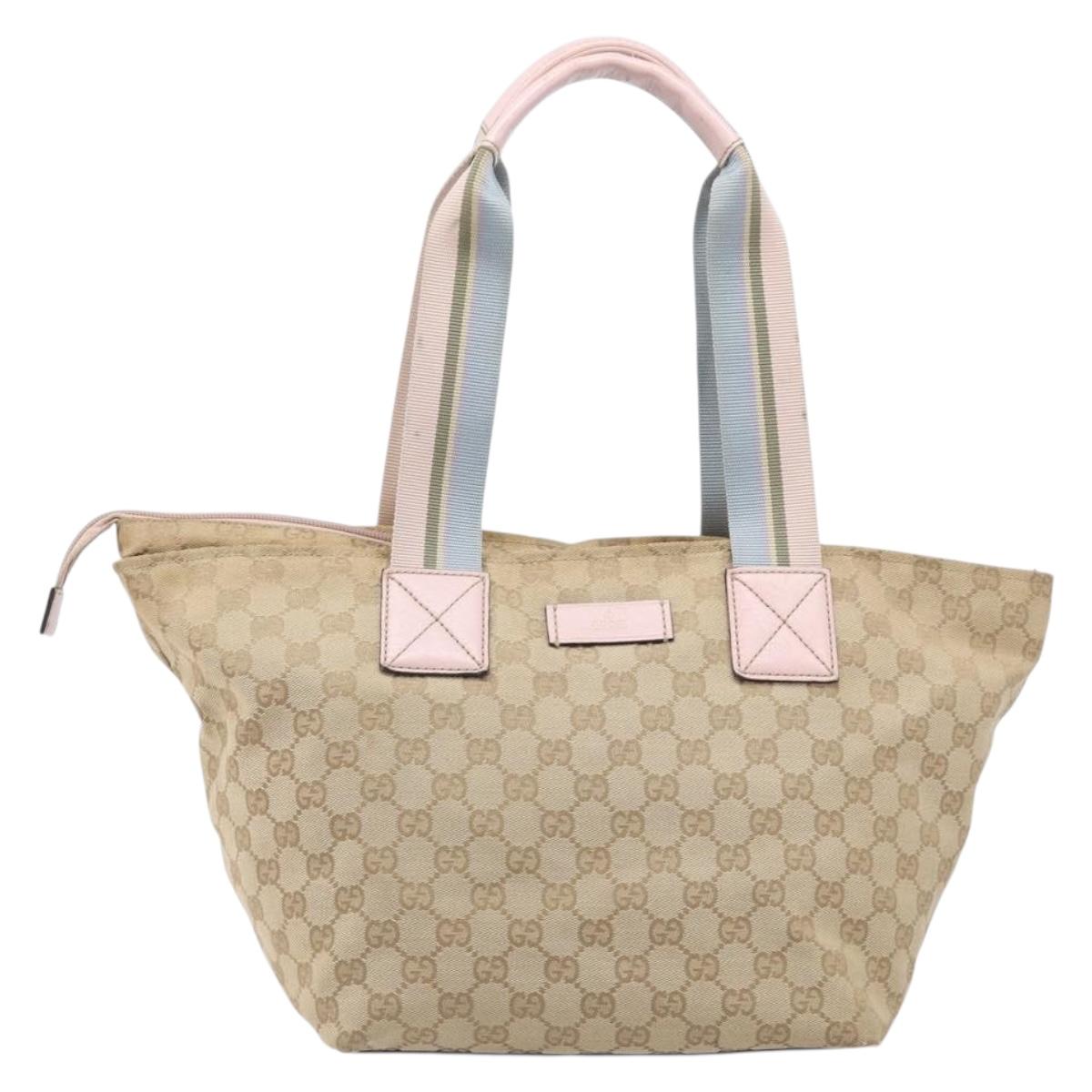 GUCCI GG Canvas Sherry Line Hand Bag Beige Gold 131230 Auth 205412