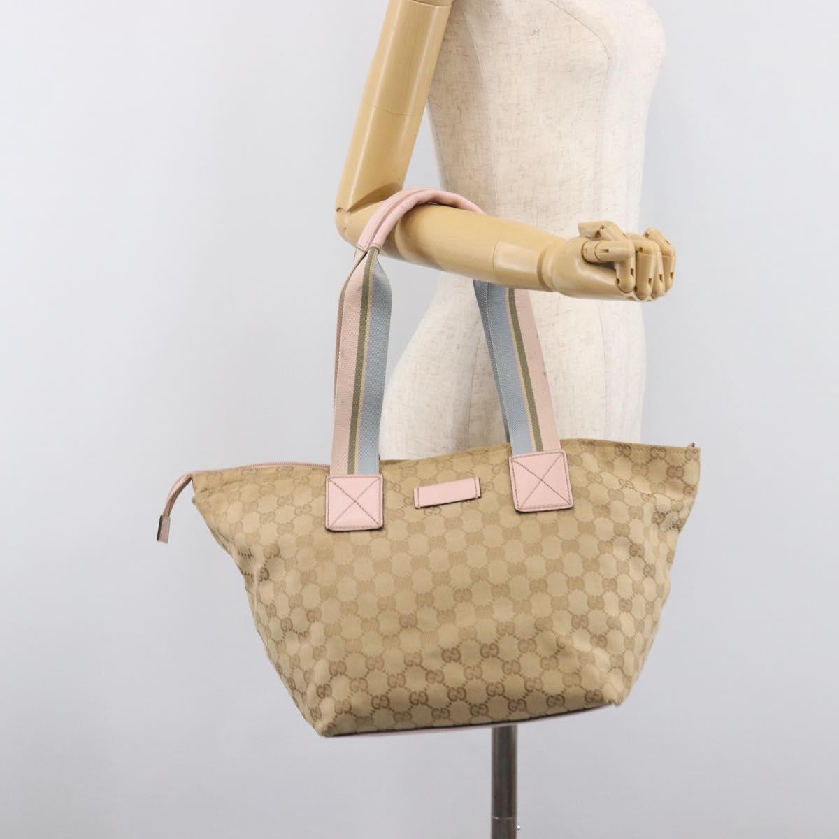 GUCCI GG Canvas Sherry Line Hand Bag Beige Gold 131230 Auth 205412