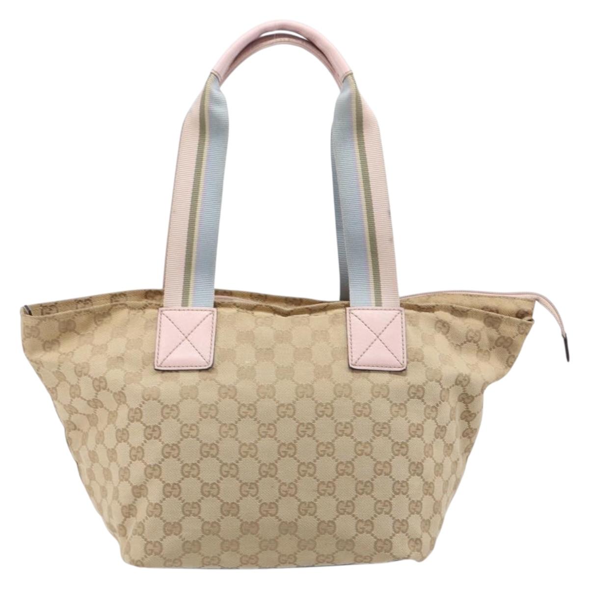 GUCCI GG Canvas Sherry Line Hand Bag Beige Gold 131230 Auth 205412