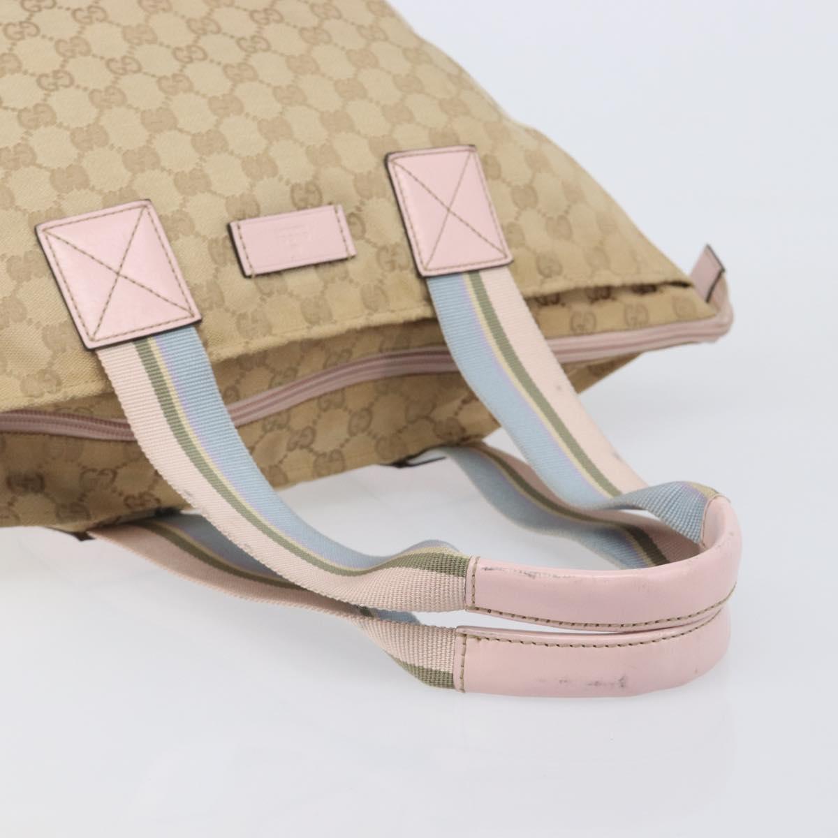 GUCCI GG Canvas Sherry Line Hand Bag Beige Gold 131230 Auth 205412