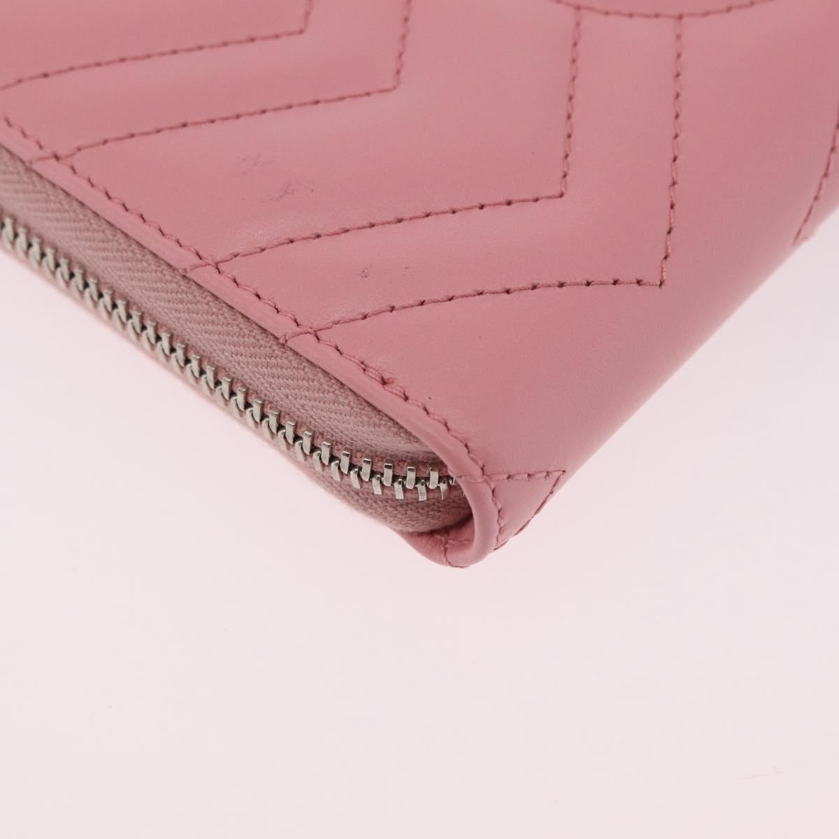 GUCCI Long Wallet Leather Pink Silver 443123 Auth 205414M