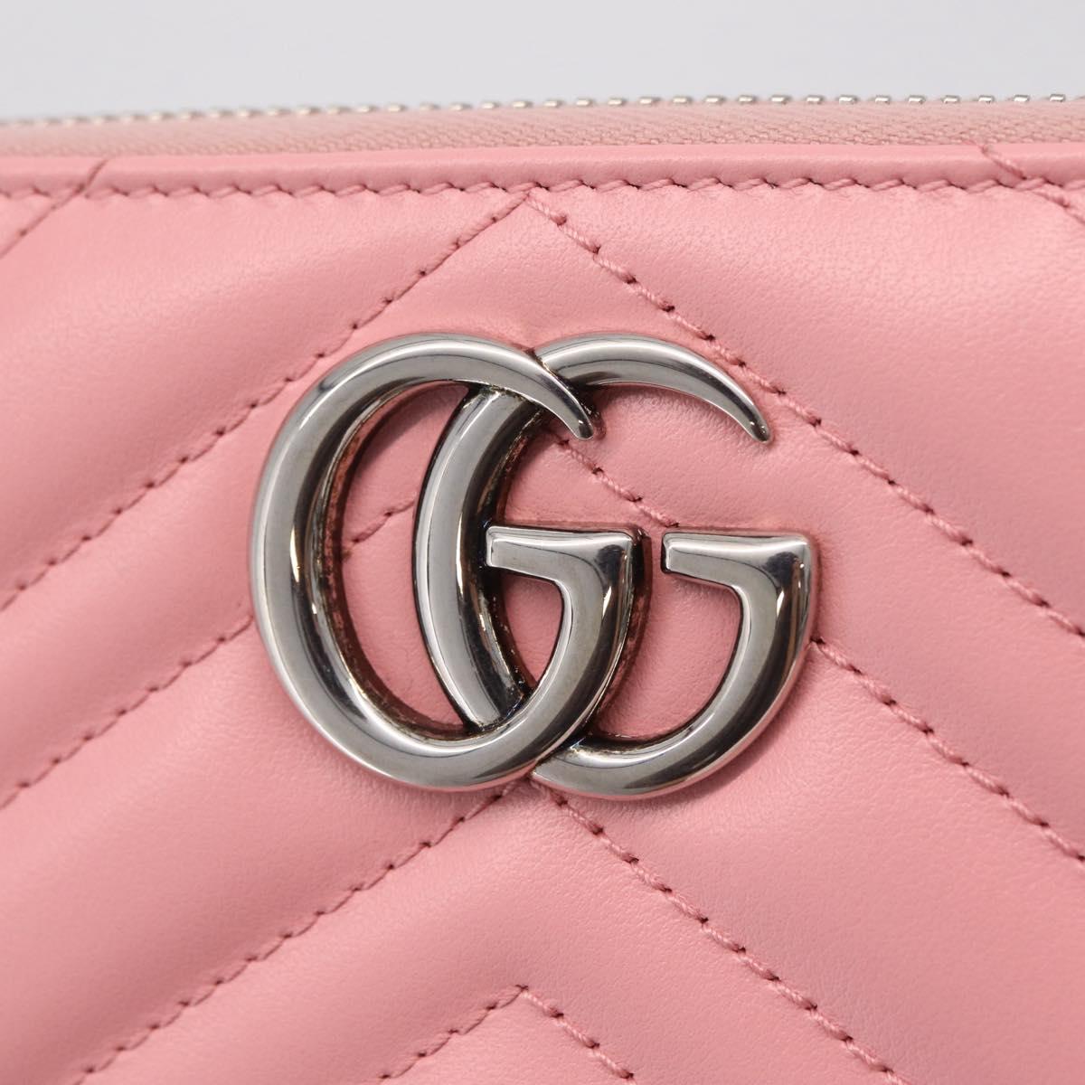 GUCCI Long Wallet Leather Pink Silver 443123 Auth 205414M