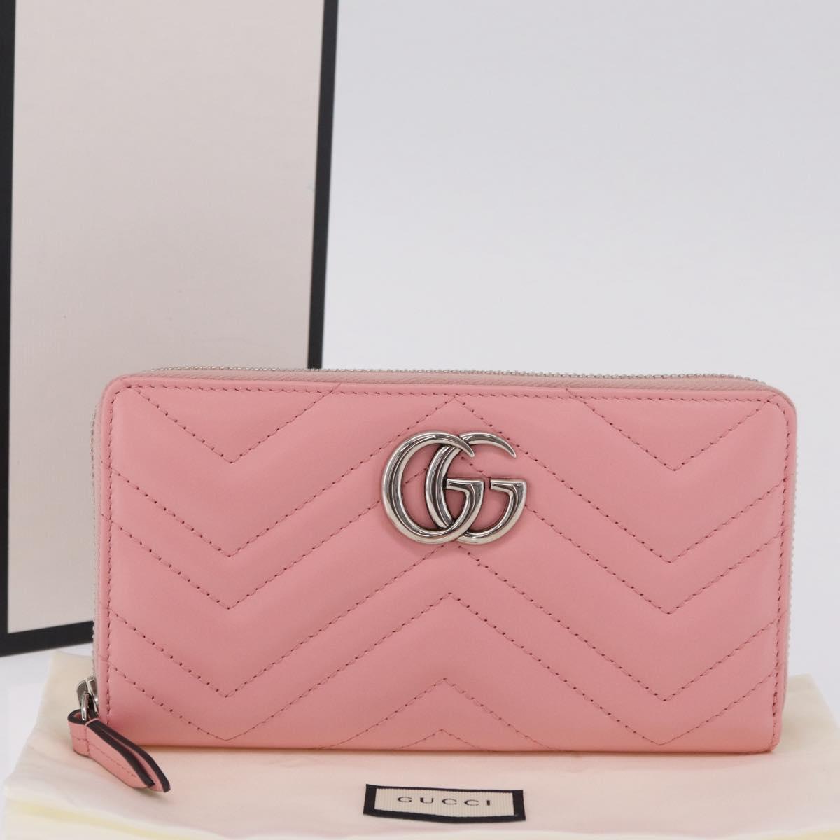 GUCCI Long Wallet Leather Pink Silver 443123 Auth 205414M