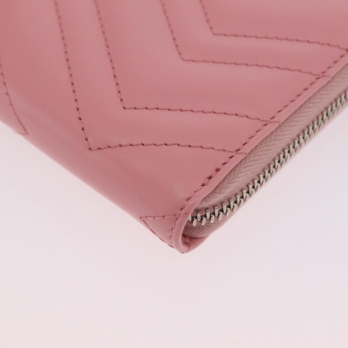 GUCCI Long Wallet Leather Pink Silver 443123 Auth 205414M