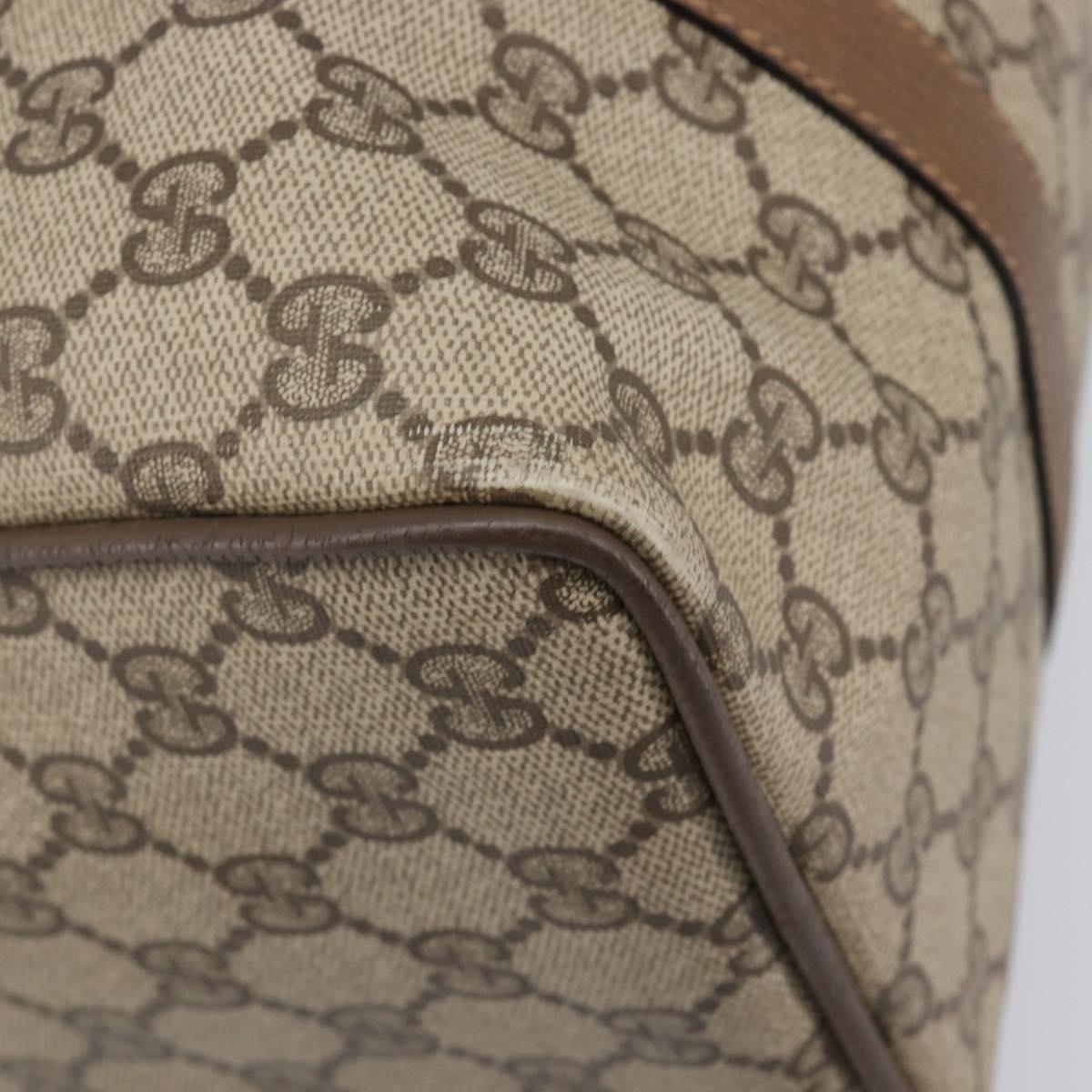 GUCCI GG Supreme Web Sherry Line Hand Bag PVC Beige Gold 40 02 007 Auth 205416