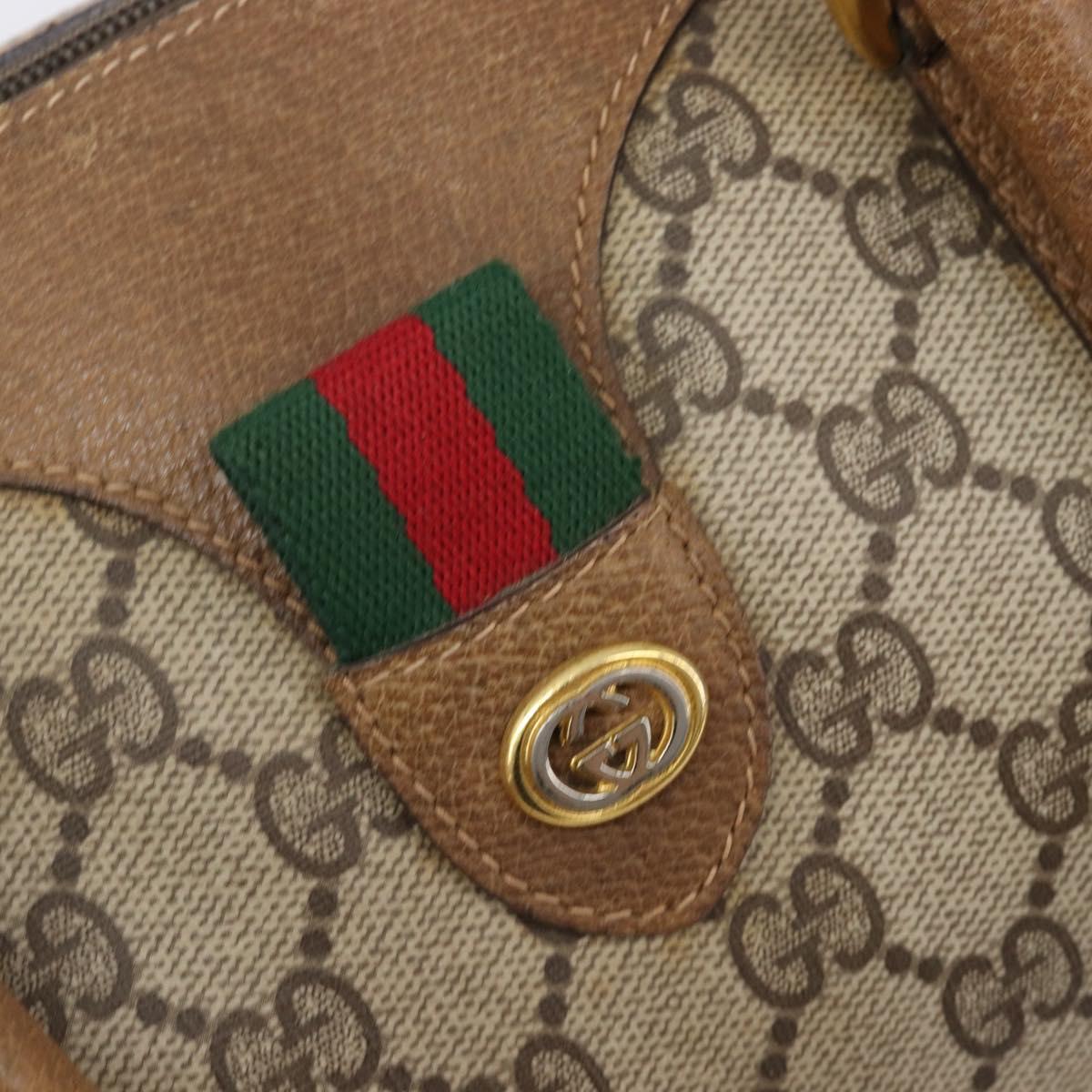 GUCCI GG Supreme Web Sherry Line Hand Bag PVC Beige Gold 40 02 007 Auth 205416