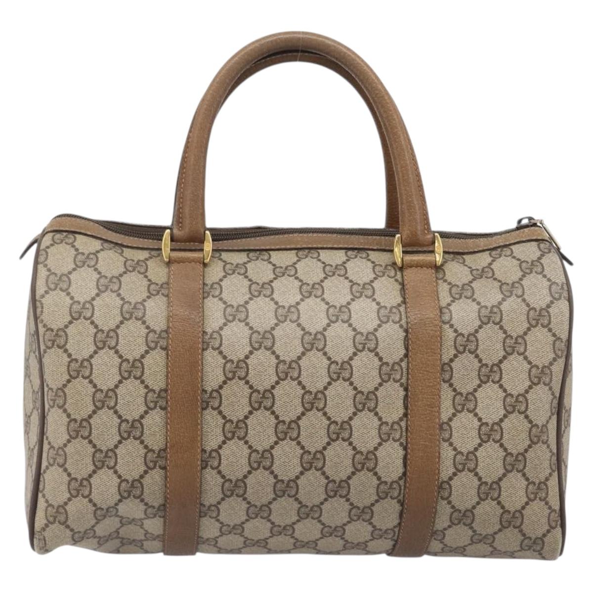GUCCI GG Supreme Web Sherry Line Hand Bag PVC Beige Gold 40 02 007 Auth 205416