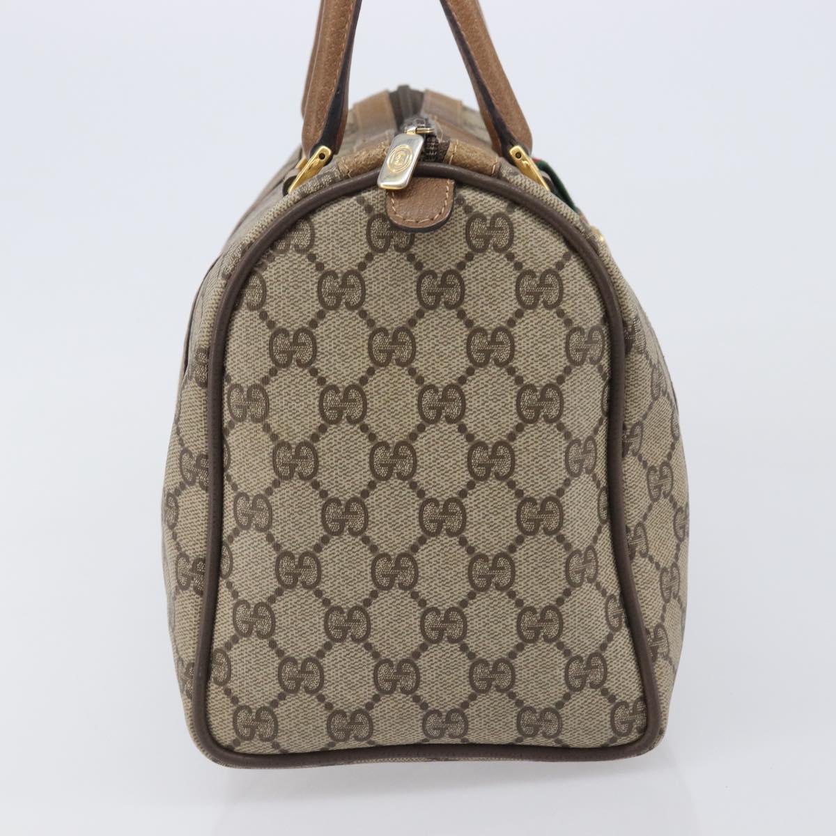 GUCCI GG Supreme Web Sherry Line Hand Bag PVC Beige Gold 40 02 007 Auth 205416