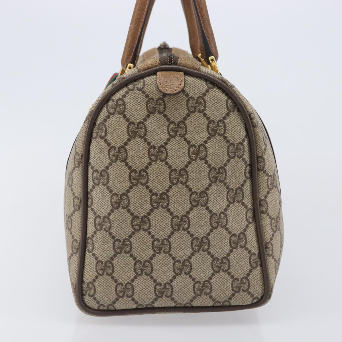 GUCCI GG Supreme Web Sherry Line Hand Bag PVC Beige Gold 40 02 007 Auth 205416