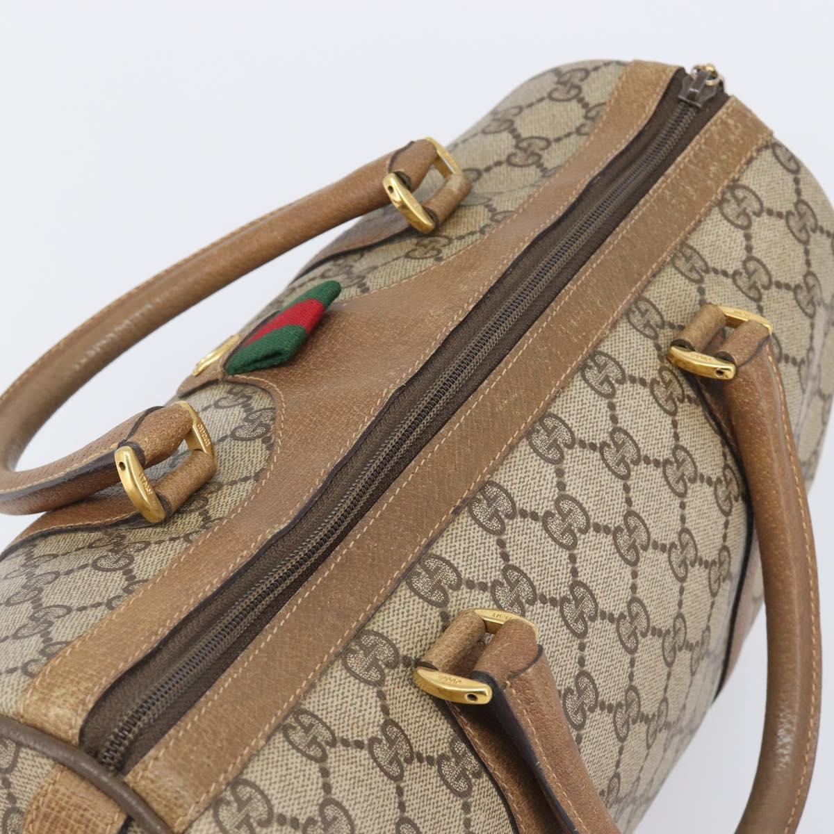 GUCCI GG Supreme Web Sherry Line Hand Bag PVC Beige Gold 40 02 007 Auth 205416