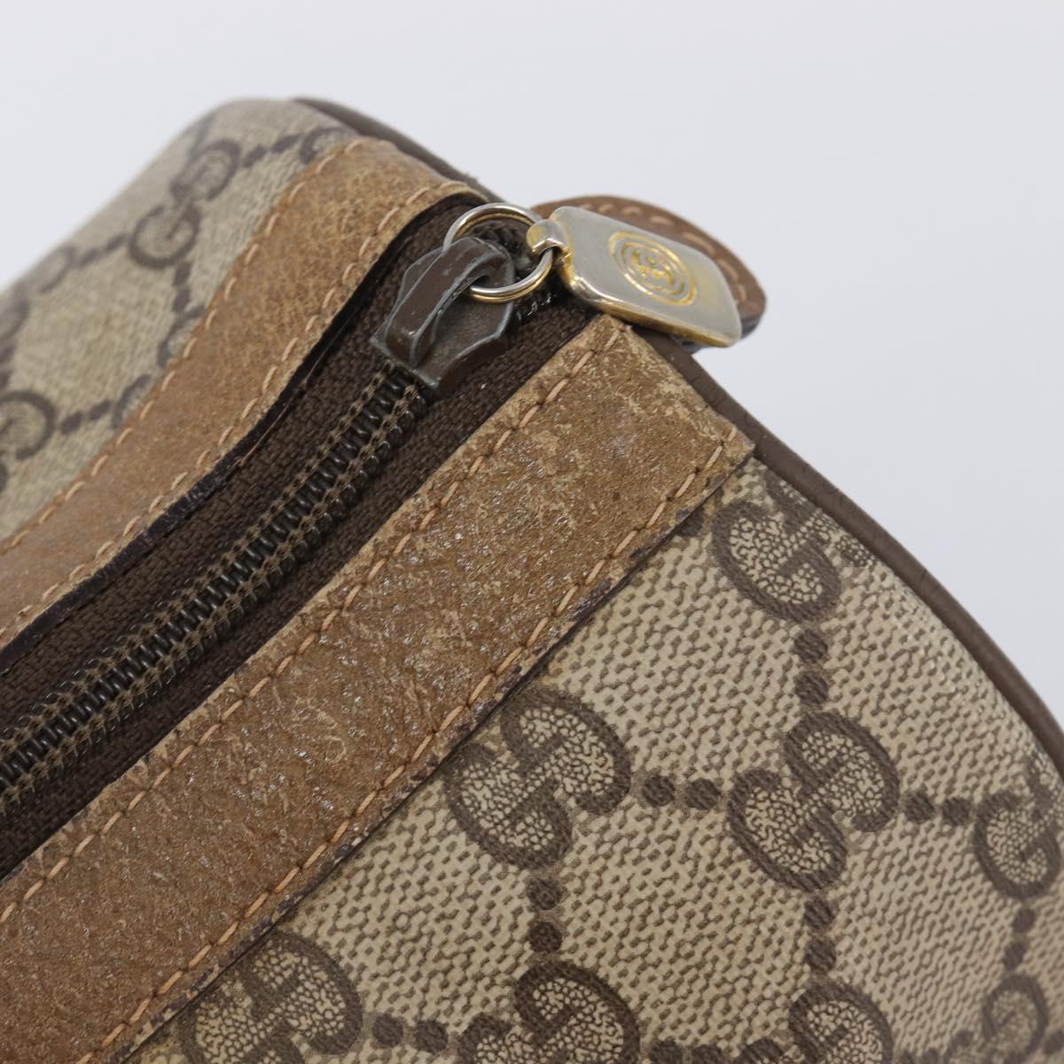 GUCCI GG Supreme Web Sherry Line Hand Bag PVC Beige Gold 40 02 007 Auth 205416