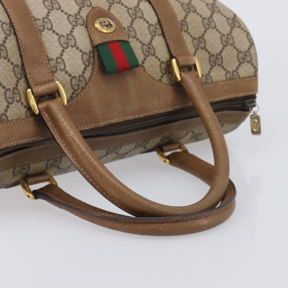 GUCCI GG Supreme Web Sherry Line Hand Bag PVC Beige Gold 40 02 007 Auth 205416
