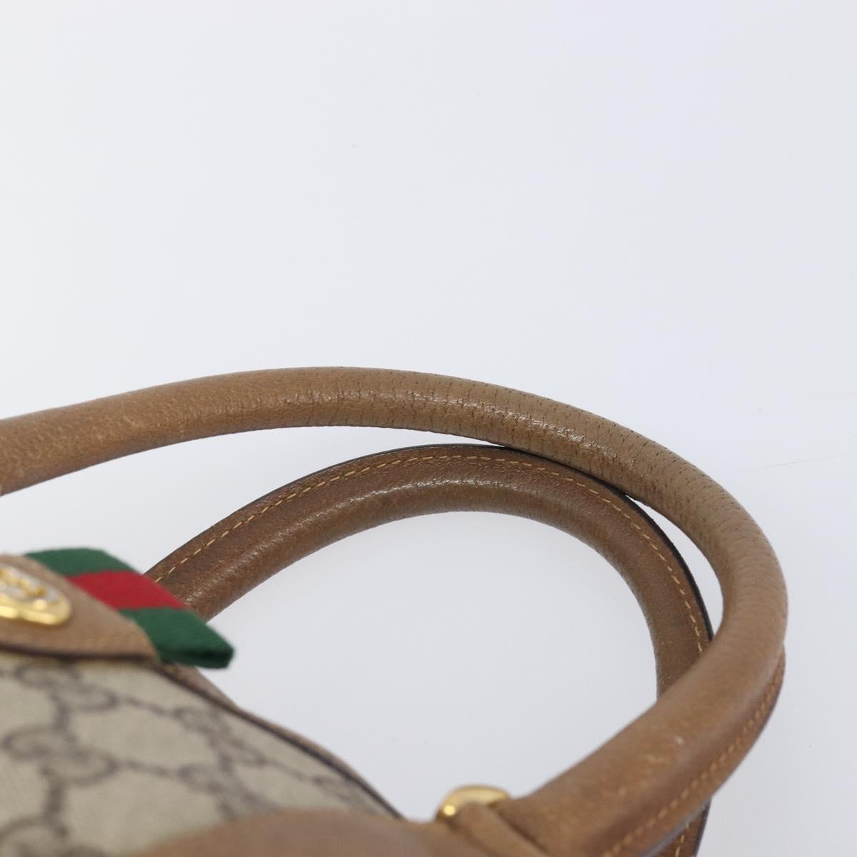 GUCCI GG Supreme Web Sherry Line Hand Bag PVC Beige Gold 40 02 007 Auth 205416