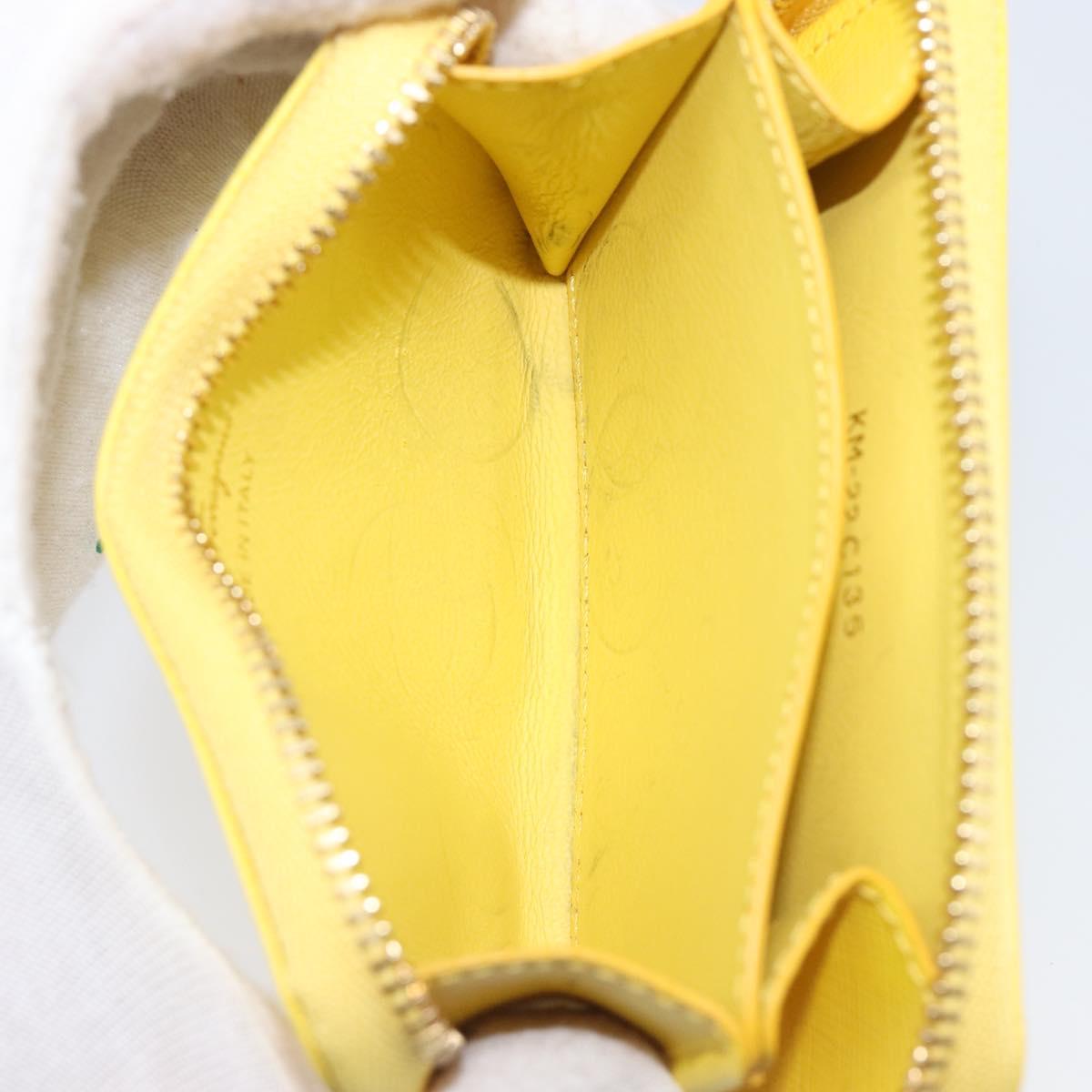 Salvatore Ferragamo Coin Purse Leather Yellow Gold Auth 205418A