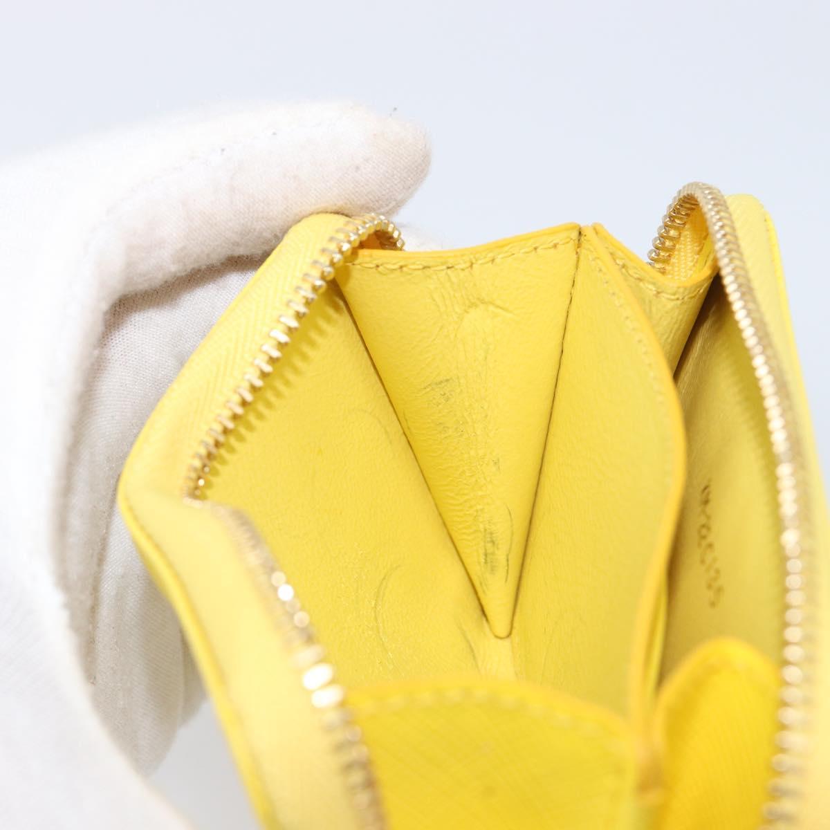 Salvatore Ferragamo Coin Purse Leather Yellow Gold Auth 205418A