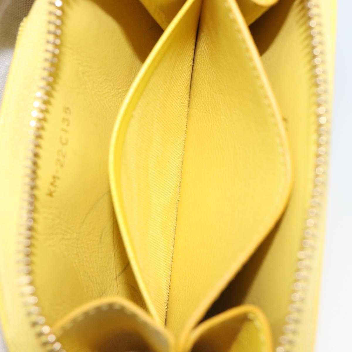 Salvatore Ferragamo Coin Purse Leather Yellow Gold Auth 205418A