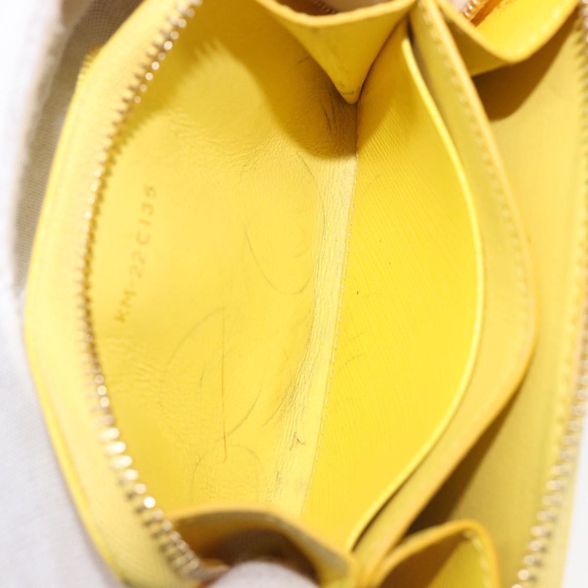 Salvatore Ferragamo Coin Purse Leather Yellow Gold Auth 205418A