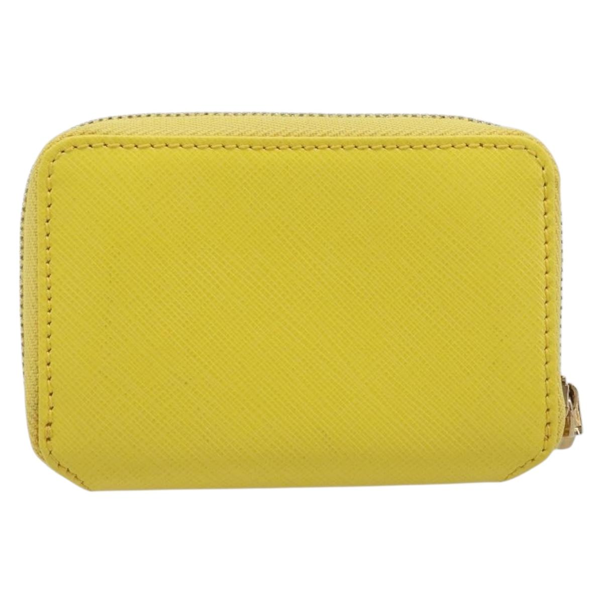 Salvatore Ferragamo Coin Purse Leather Yellow Gold Auth 205418A
