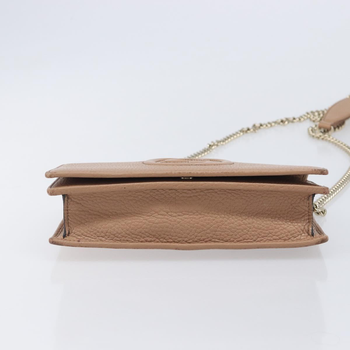 GUCCI Soho Chain Shoulder wallet Leather Outlet Beige Gold 598211 Auth 205421A