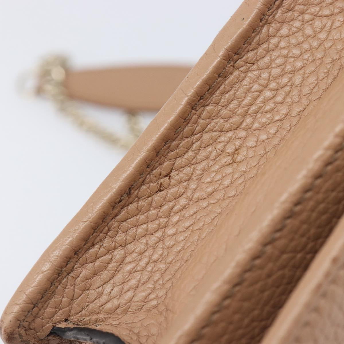 GUCCI Soho Chain Shoulder wallet Leather Outlet Beige Gold 598211 Auth 205421A