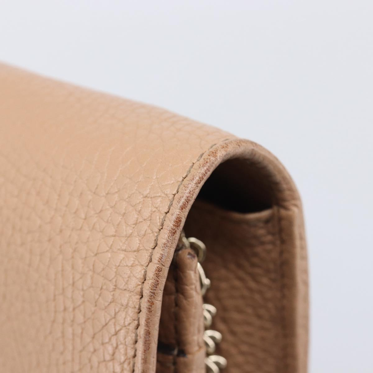 GUCCI Soho Chain Shoulder wallet Leather Outlet Beige Gold 598211 Auth 205421A
