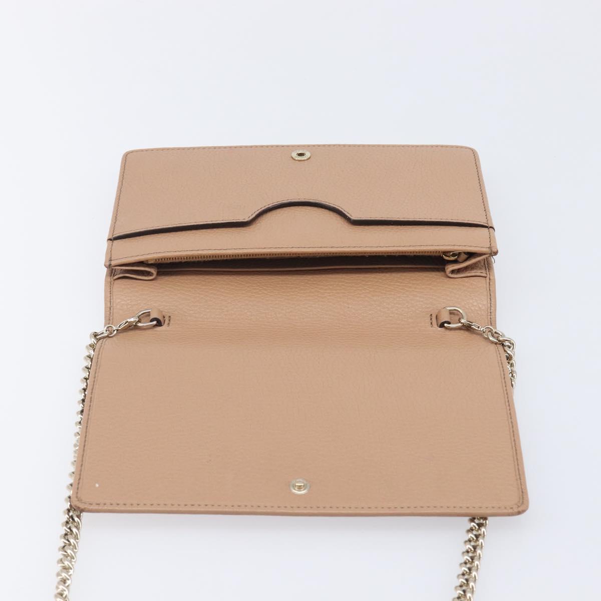GUCCI Soho Chain Shoulder wallet Leather Outlet Beige Gold 598211 Auth 205421A