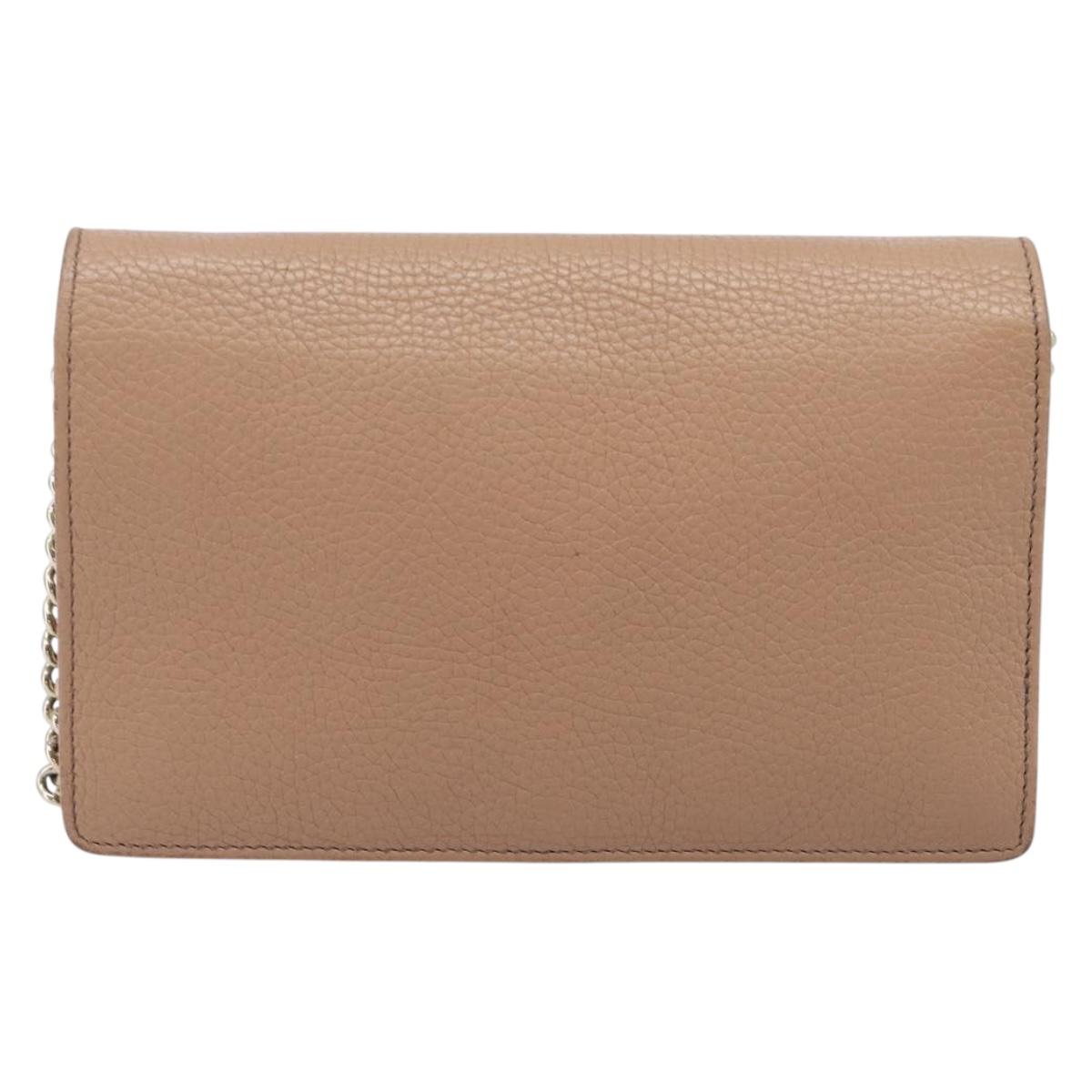 GUCCI Soho Chain Shoulder wallet Leather Outlet Beige Gold 598211 Auth 205421A