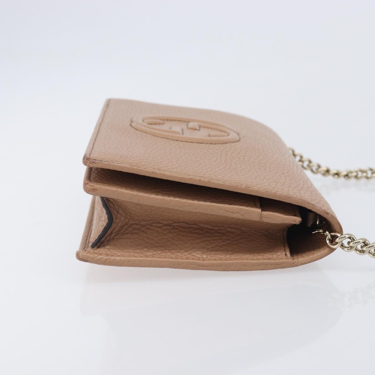 GUCCI Soho Chain Shoulder wallet Leather Outlet Beige Gold 598211 Auth 205421A