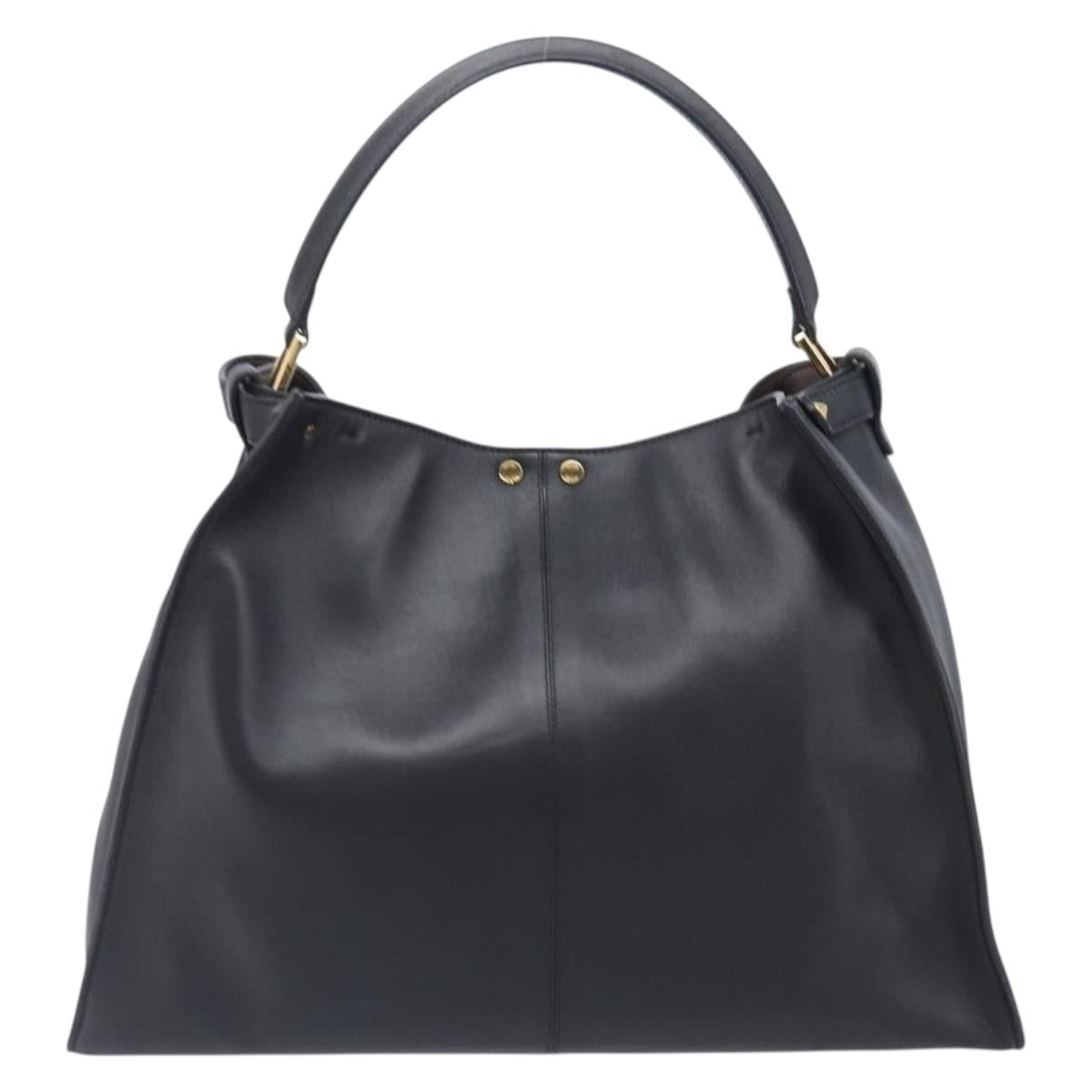 FENDI Peek A Boo X-Rite Hand Bag Leather Black Gold Auth 205424V