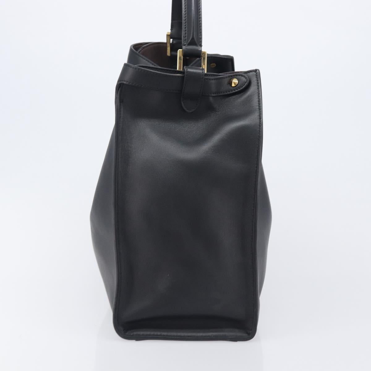 FENDI Peek A Boo X-Rite Hand Bag Leather Black Gold Auth 205424V