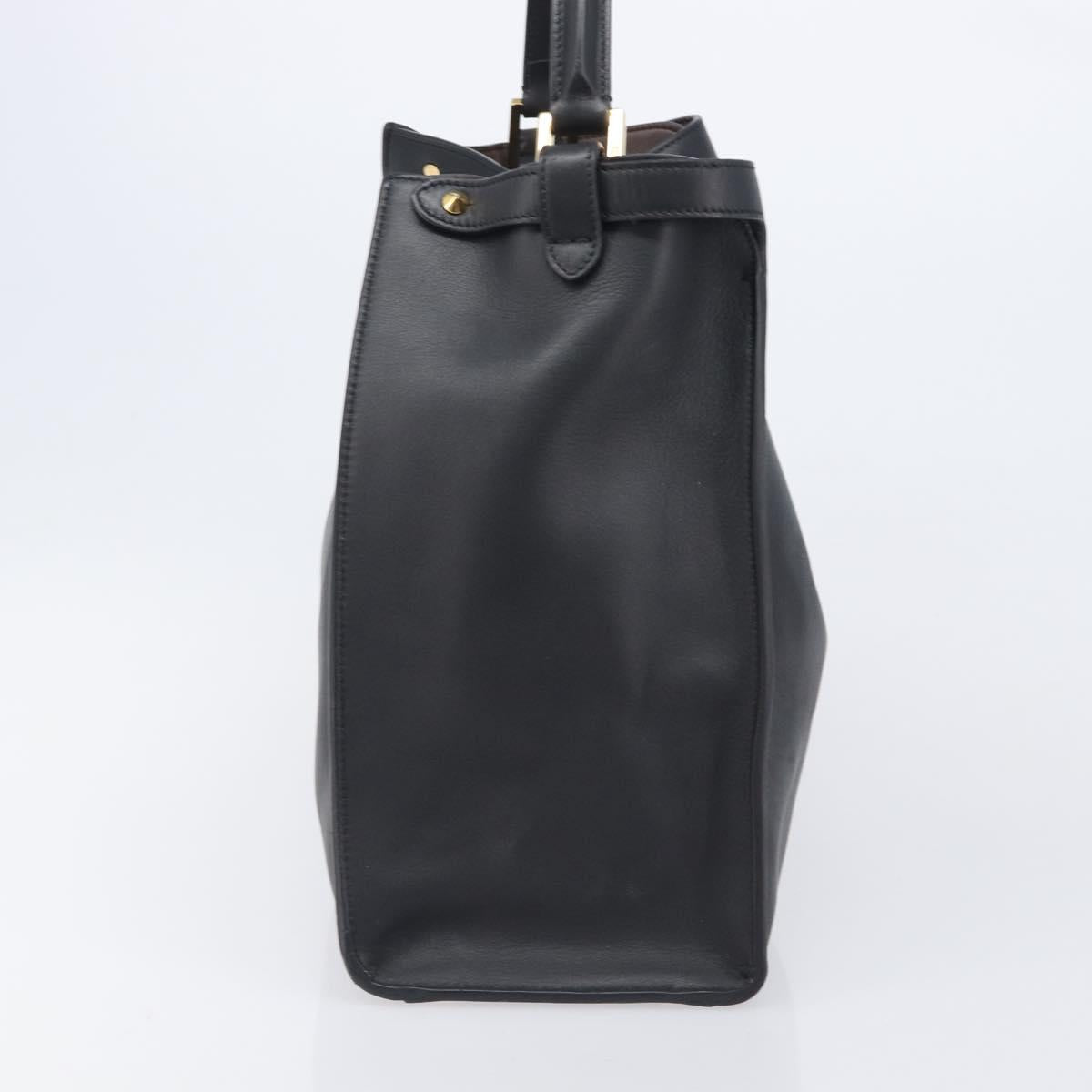 FENDI Peek A Boo X-Rite Hand Bag Leather Black Gold Auth 205424V