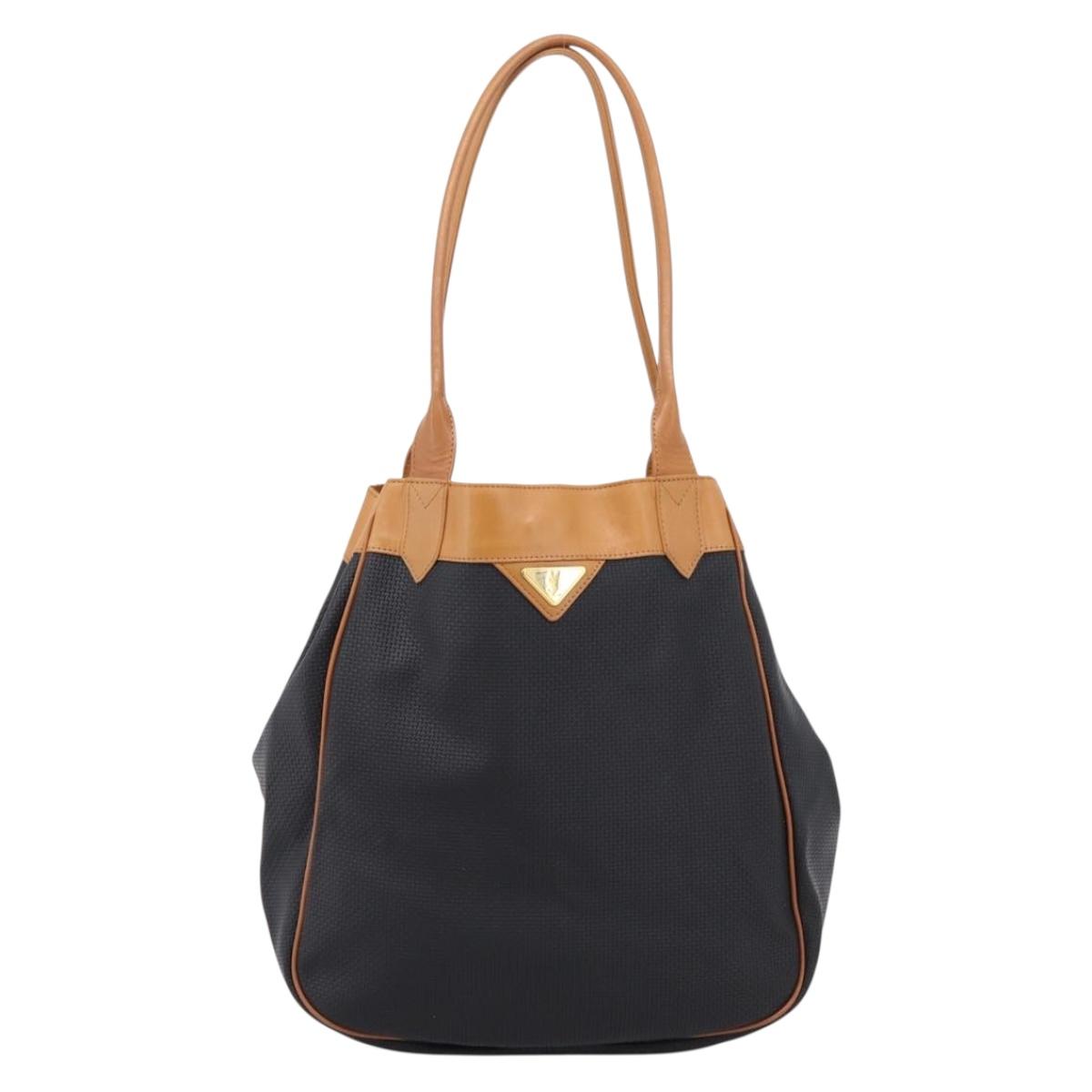 Saint Laurent Tote Bag PVC Canvas Black Gold Auth 205428