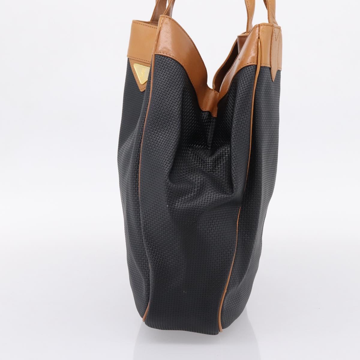Saint Laurent Tote Bag PVC Canvas Black Gold Auth 205428