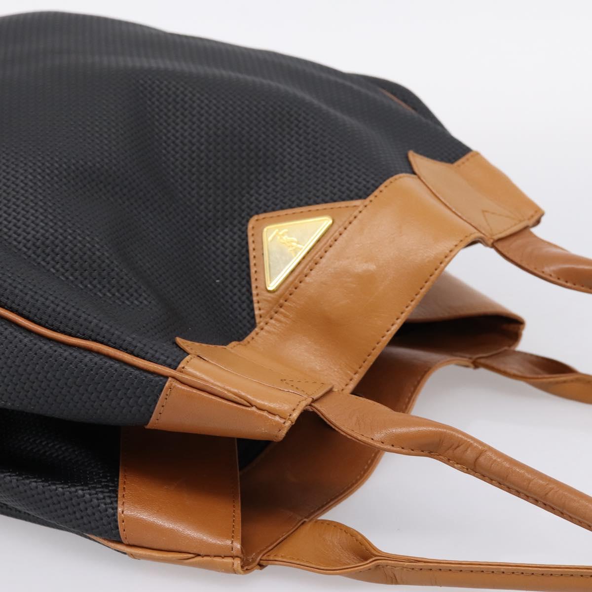 Saint Laurent Tote Bag PVC Canvas Black Gold Auth 205428
