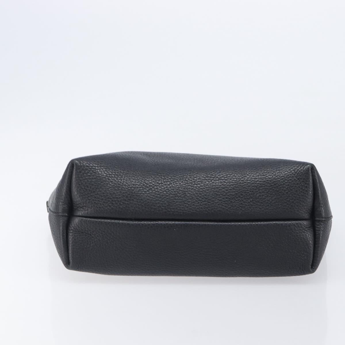 Salvatore Ferragamo Gancini Hand Bag Leather Black Silver Auth 205429A
