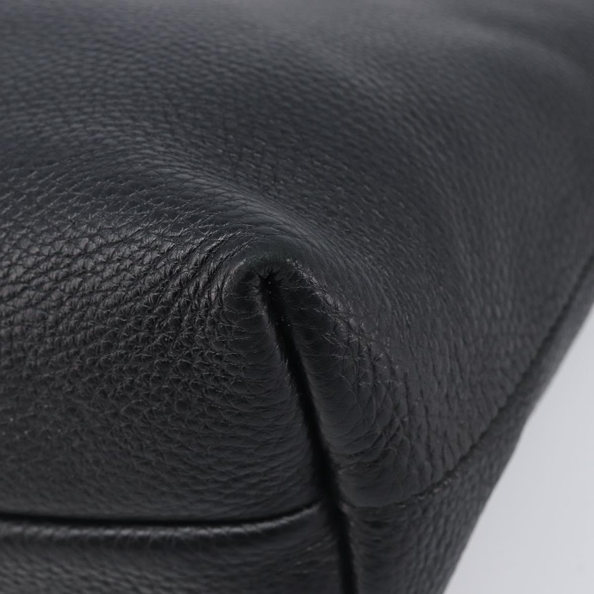 Salvatore Ferragamo Gancini Hand Bag Leather Black Silver Auth 205429A