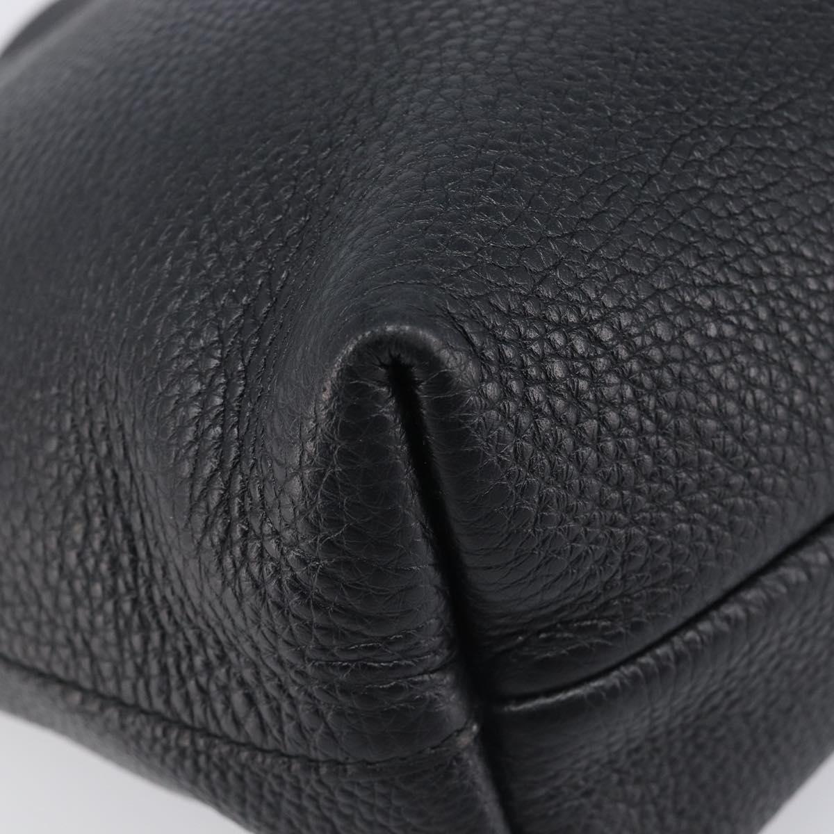 Salvatore Ferragamo Gancini Hand Bag Leather Black Silver Auth 205429A